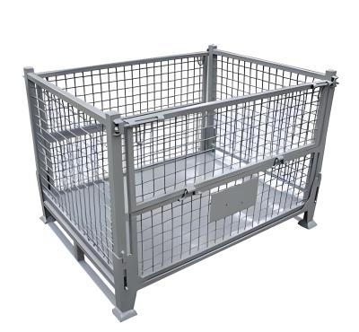 China Heavy Duty Collapsible Foldable Transport Metal Wire Mesh Pallet Box for sale