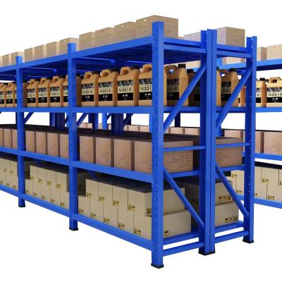 China Medium Duty Pallet Racking Garage Steel Long Span Shelving Warehouse Stacking Rack for sale