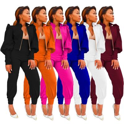 China Fashion M2120 personality design sense color bubble sheer casual zipper custom wholesale QUICK DRY high waist pants two sets for sale