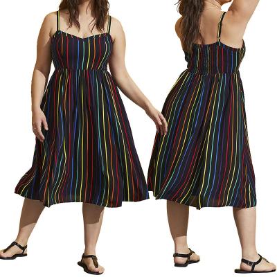 China New sexy female N3573 anti-static summer leisure condole belt fashion leisure stripe cultivate her morality dress for sale