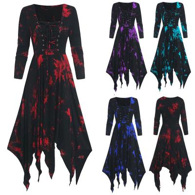 China N73 Lace Breathable Irregular Flower Print Dress Nightclub Slim Skirt Plus Size Gothic T-shirt Women Clothing Dresses for sale