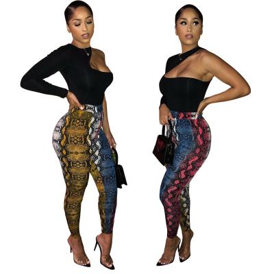 China N681 Snakeskin Printed Anti-Pilling Fit Pants High Waist Panty Outfits for sale