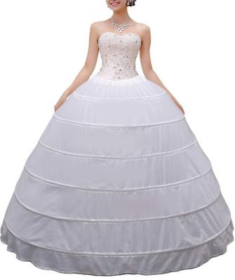 China Women Breathable Petticoat 6 Circle A-line Skirt Slips Long Petticoat To Wedding Ball Gown Bridal Dress White for sale