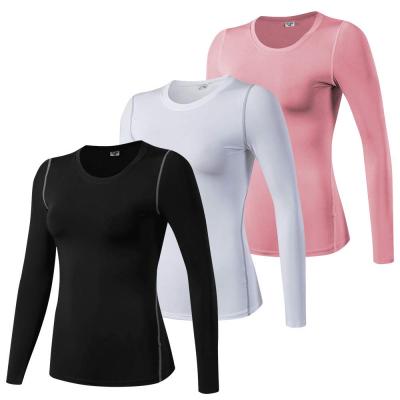 China Anti-Wrinkle Women's Dry Compression Shirt Fit Long Sleeve Running Sporty T-Shirt Workout Tops for sale