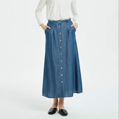 China Women's A Line Plus Size Long Lightweight Tencel Denim Tiered Skirt With Multi Layers for sale