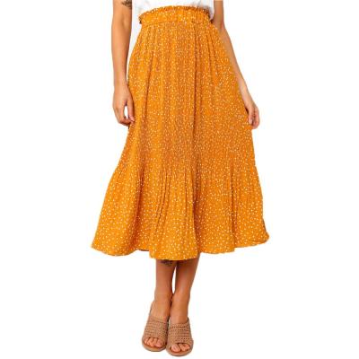 China High Waist Factory Price Polka Dot Pleated Skirt Midi Maxi Swing Plus Skirt With Pockets For Sale for sale