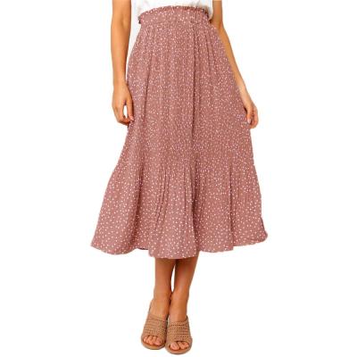 China Plus Size Women's High Waist Polka Dot Pleated Skirt Midi Maxi Swing Skirt With Pockets for sale