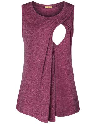 China Sleeveless Nursing Shirts Asymmetrical Tank Tops Breathable Womens Nursing Shirts for sale