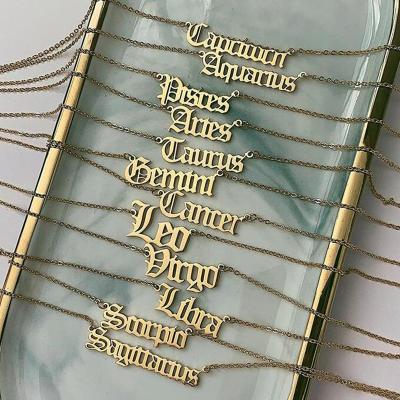 China New Fashion Charm Letter Gold Zodiac Sign Unisex Custom Made Necklace for sale