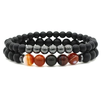 China 2020 Vintage Fashion Design Black Power Energy Agate Stone Bracelet Magnet Beaded Bracelet for sale