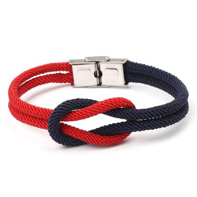 China Fashion Style Hot Sale Charm Double Layer Rope Nautical Bracelets For Women Men for sale