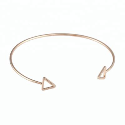 China ALLOY current new women slap bangle jewelry triangle copper shiny simple geometric bangle for sale