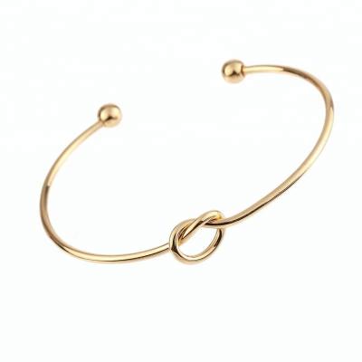 China New ALLOY women copper cuff simple high quality bracelet jewelry knot bracelet for sale