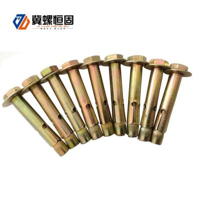 China Yellow Zinc Plating Steel Sleeve Anchors Hex Bolt Grade 8.8 for sale