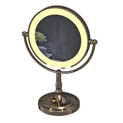 China Home Round Lighted Lighted Mirror Logo Lighted Brightness Adjustable Home Custom Magnifying Mirror for sale