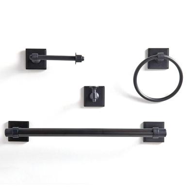 China Good Performance Durable Professional Matte Black Wall Mounted Modern Bathroom Hardware Set for sale