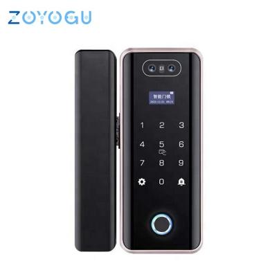 China Home Hotel Apartments Office Electronic Digital 3D Face Recognition Lock Smart Fingerprint Glass Door Lock Amazon Aluminum Frameless Lock for sale