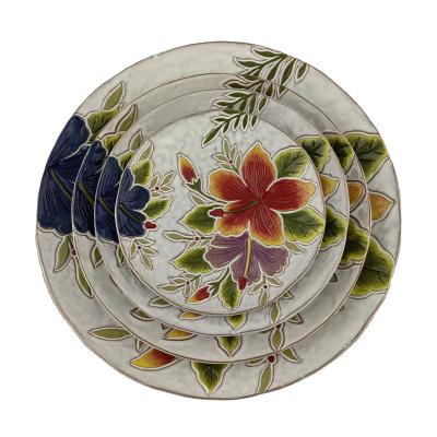 China Sustainable Set Four Dishes HS Flower Series Ceramic Bread Painting Dish Dining Dish for sale