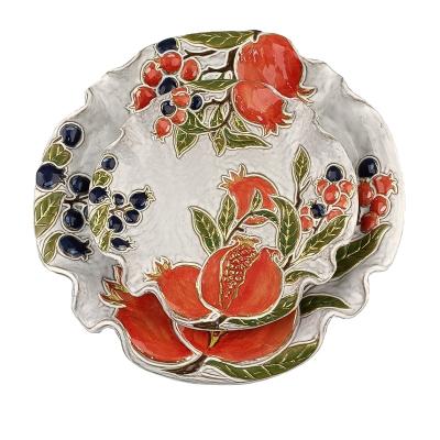 China Sustainable HS Series Pomegranate Gold Ceramic Paintings Four Pomegranate Sets Two-Disc Fruit Dish Candy Dining Dish for sale