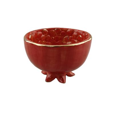 China Sustainable HS Series Pomegranate Luxury Gold Ceramic Colored Pomegranate Shaped Bowl for sale