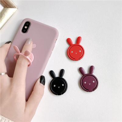 China Custom Handshake Ring Phone Holder For All Smartphone Logo Cute Rabbit Shape Mobile Phone Fixed Cellphone for sale