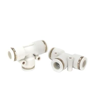 China XAKJ PE Unions Tee-Shape Overall Tube-to-Tube Adapter 3 Way PE Plastic Pipe Push-to-Connect Tube Fitting for sale