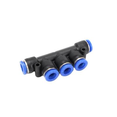 China XAKJ PK 5 Three Way BSPT General Wire Unions Plastic Push To Plug In Hose Connector For Airhose 4mm 16mm for sale