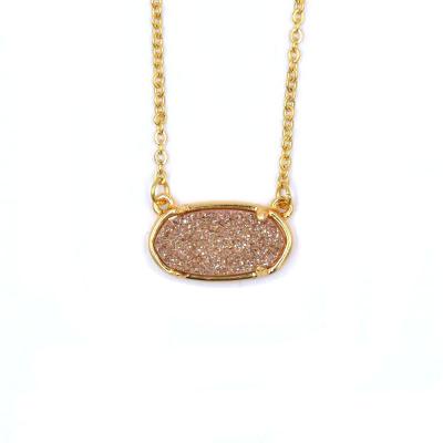 China Hot Sale Druzy Druzy Charm Cabochons Necklaces 2018 Charm Druzy Necklaces Agate Stone Pendants Gold Natural Drusillary Chains for sale