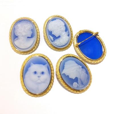 China Stone Lady Brooches Vintage Beauty Pin Jewelry Cameo Brooch Ladies Elegant Wholesale Agate Natural Agate Cameo Brooch Beautiful Latest for sale