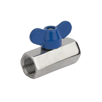 China Full Bore Valve Stainless Steel Mini Ball Valve with Internal Thread Butterfly Handle for sale