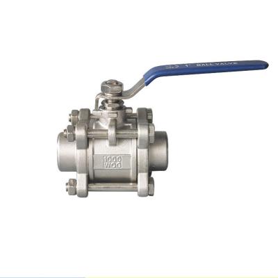 China Full Bore Manual Driving Mode 3 PC Socket Weld CF8 CF8m Body PTFE Seat Liquid Ball Valve for sale