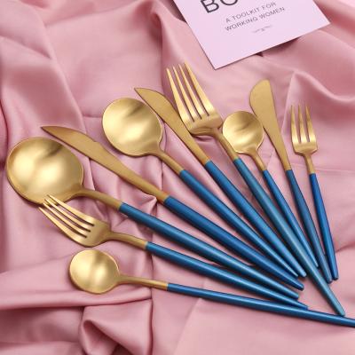 China Manufacturer Sustainable Wedding Cutlery Stainless Steel Gold Plated Cutlery Gold Flatware Set For Event for sale