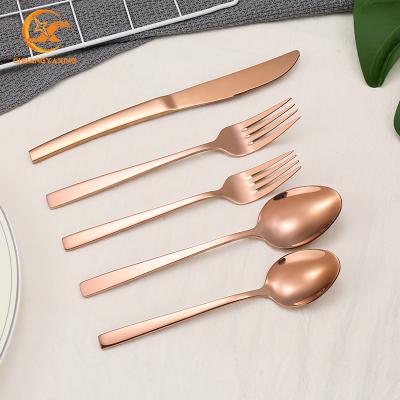 China Factory Sale Hotel Restaurant PVD Coating Durable Cheap Heavy Durable Wedding Rose Gold Silverware Set Stainless Steel Cutlery for sale