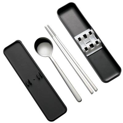 China Eco-friendly Sustainable Spoon And Chopstick High Quality Cutlery Set Wholesale Korean Stainless Steel Flatware Set With Gift Case for sale