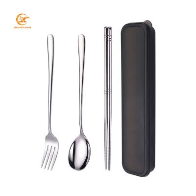 China Sustainable Sustainable Hot Selling Outdoor Spoon And Fork Chopstick Set Eco-friendly Korean Stainless Steel Cutlery Set With Case for sale