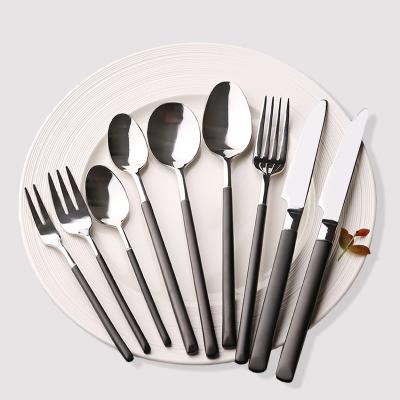 China 2019 Sustainable Luxury Cutlery Set Black Stainless Steel Handle Flatware for sale