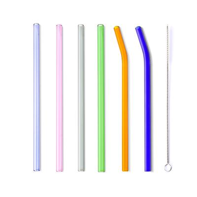 China Sustainable Sustainable Eco-friendly Colored Glass Drinking Straw Set Reusable Glass Straw For Water Bottle Mug Cup for sale