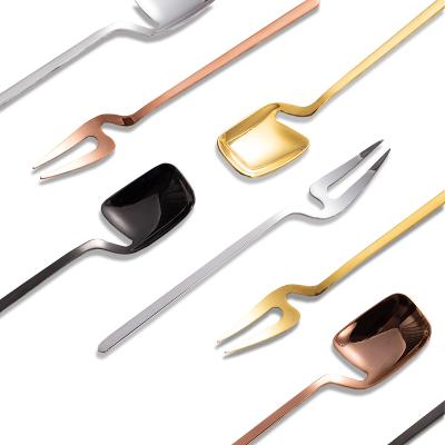 China Viable Viable Stainless Steel Fruit Salad Dessert Spoon Metal Yogurt Ice Cream Honey Stirring Hanging Cup Spoon for sale