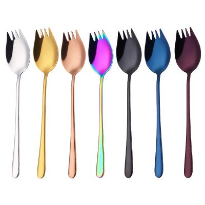 China 304 gold plating metal spork stainless steel salad serving spoon for sale