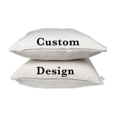 China Home Decor No Insert Beige Cotton Linen Cushion Covers Blank Pillow Covers Sofa 18x18 Inch Tile Cases for sale