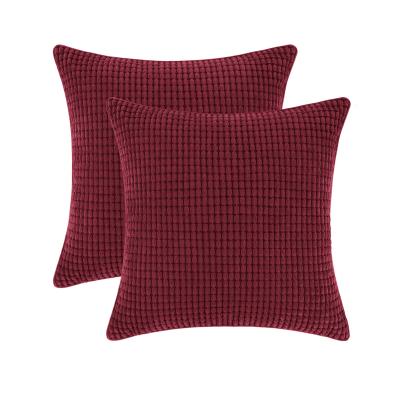 China Home Decor Solid Color Tile Square Stripe Pattern Corduroy Cushion Covers For Couch Sofa Bedroom Living Room for sale