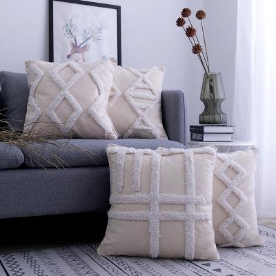 China Boho Woven Decorative Anti-Static Tile Cover Tribal Tufted Lumbar Pillowcase Soft Cushion Case For Sofa for sale