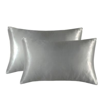 China 2021 High Quality Custom Therapy Zipper Super Soft Gray Silk Pillowcase Pillow Case Cover for Hair and Skin for sale