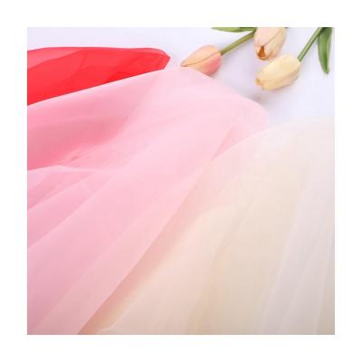 China Multicolor Thin Clothing Organza Nylon Polyester Breathable High Density Touch Organza Tulle Sheer And Translucent Fabric for sale