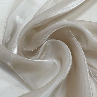 China Korea style QUICK DRY iridescent satin translucent fish chat organza Tulle fabric for woman dress for sale