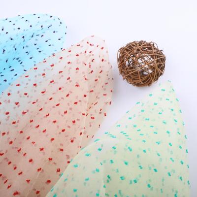 China Two Tone Thin Translucent Jacquard QUICK DRY Dot Organza Fabric for sale