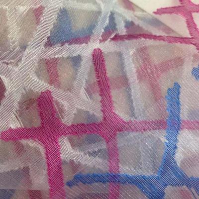 China Sheer Jacquard QUICK DRY Check Organza Fabric for sale