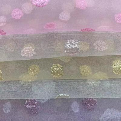 China QUICK DRY Dot Bubble Matte Transparent Organza Jacquard Fabric for sale