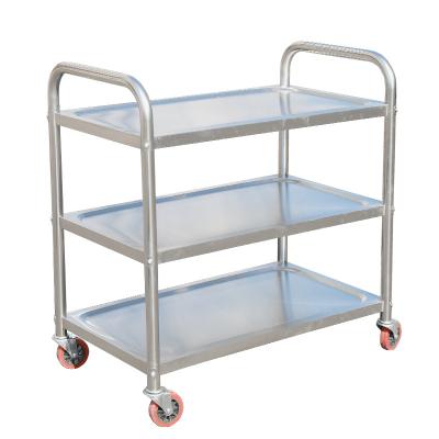 China Stainless Steel 3 Tier Trolley Metal Kitchen Cart Easily Assembled Mobile Rolling Serving Cart With Swivel for sale