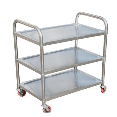 China Easily Assembled Brand New Serving Cart 3 Shelf Stainless Steel Kitchen Restaurant Dining Cart for sale